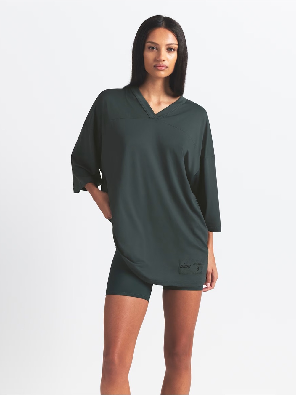 SKIMS x Nike Oversized Short-Sleeve Jersey in Dark Green